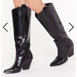 Western croc tall boots